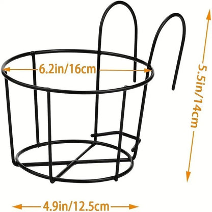 Stylish Round Metal Hanging Planters 4 Piece Set for Balcony Garden Indoor Decor