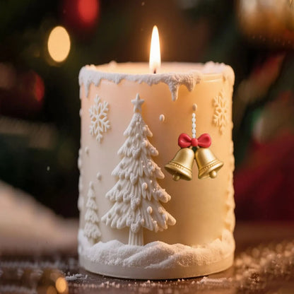 Christmas Snowflake Cylinder Candle Silicone Mold for DIY Wax Resin Decor