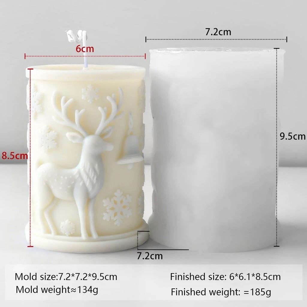Christmas Snowflake Cylinder Candle Silicone Mold for DIY Wax Resin Decor