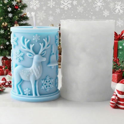 Christmas Snowflake Cylinder Candle Silicone Mold for DIY Wax Resin Decor