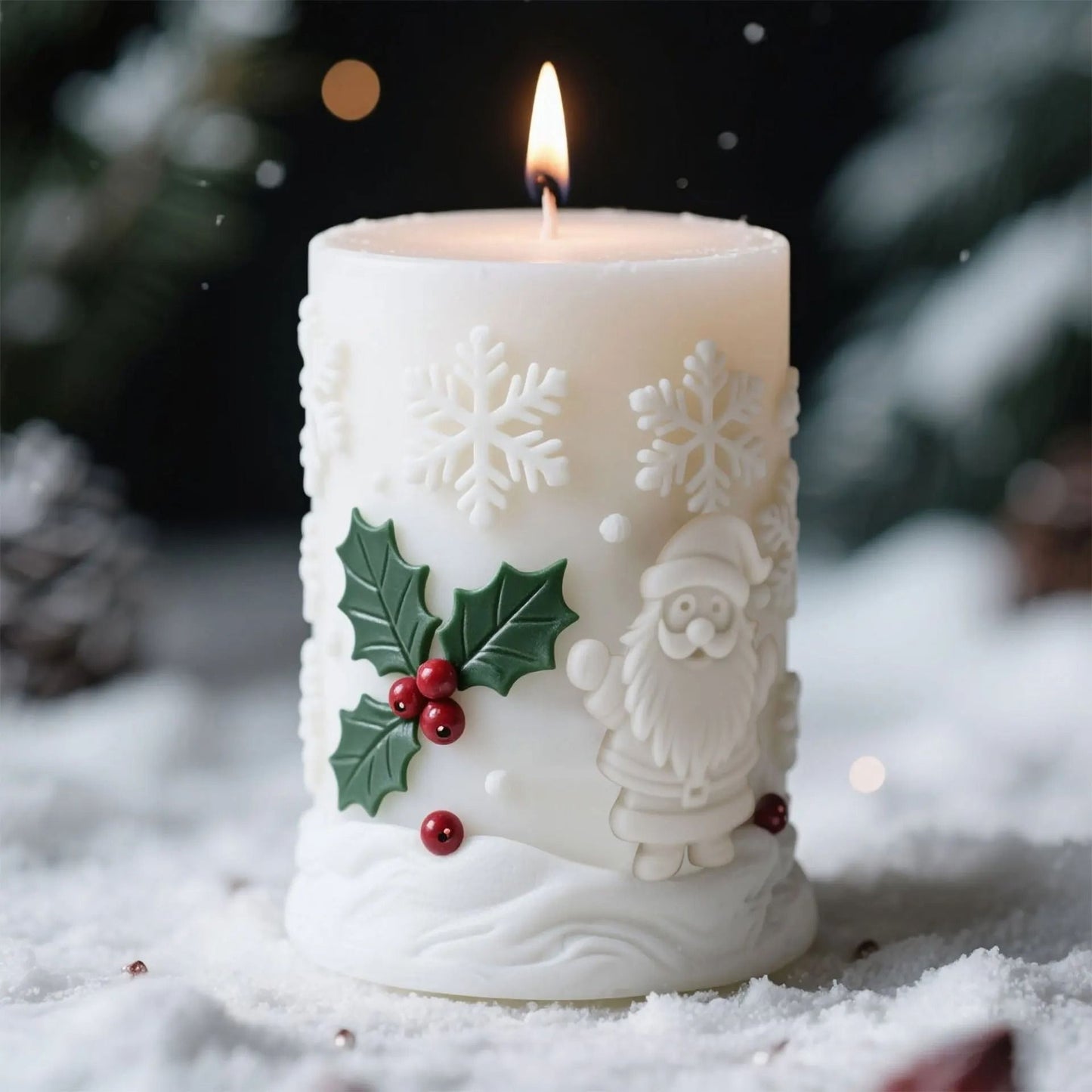 Christmas Snowflake Cylinder Candle Silicone Mold for DIY Wax Resin Decor
