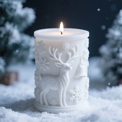 Christmas Snowflake Cylinder Candle Silicone Mold for DIY Wax Resin Decor