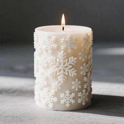 Christmas Snowflake Cylinder Candle Silicone Mold for DIY Wax Resin Decor