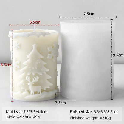 Christmas Snowflake Cylinder Candle Silicone Mold for DIY Wax Resin Decor
