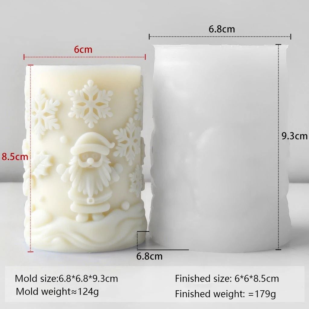 Christmas Snowflake Cylinder Candle Silicone Mold for DIY Wax Resin Decor