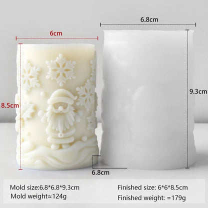 Christmas Snowflake Cylinder Candle Silicone Mold for DIY Wax Resin Decor