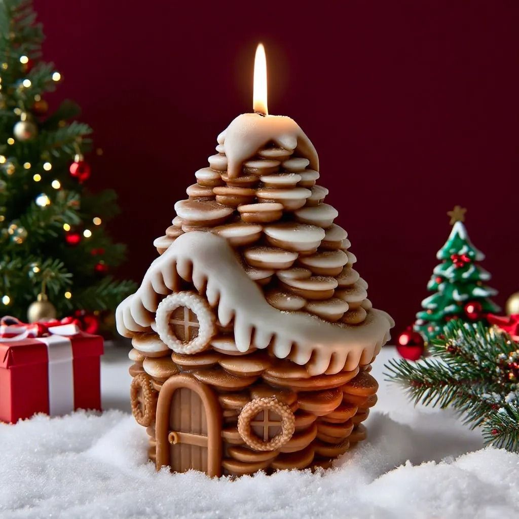 Pinecone House Candle Silicone Mold for DIY Wax and Resin Crafts