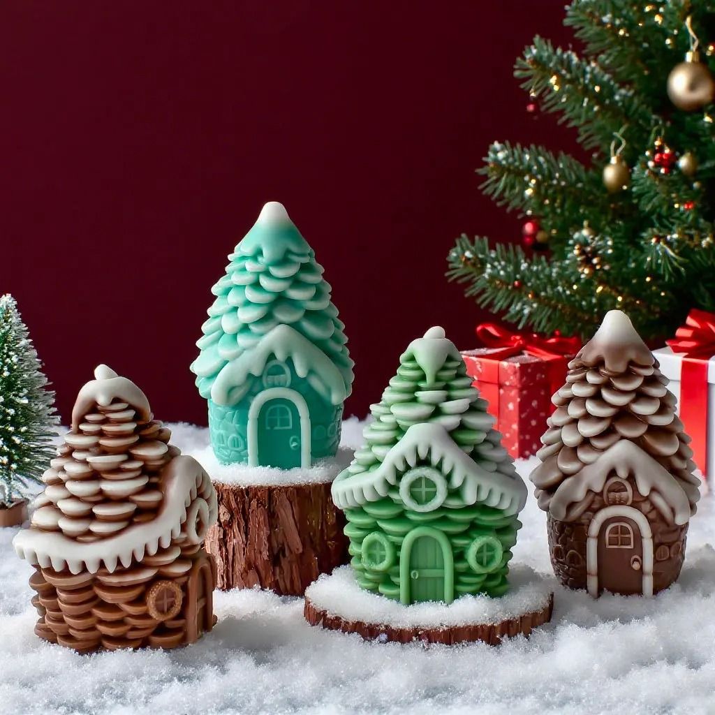 Pinecone House Candle Silicone Mold for DIY Wax and Resin Crafts