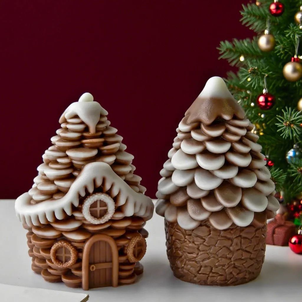 Pinecone House Candle Silicone Mold for DIY Wax and Resin Crafts