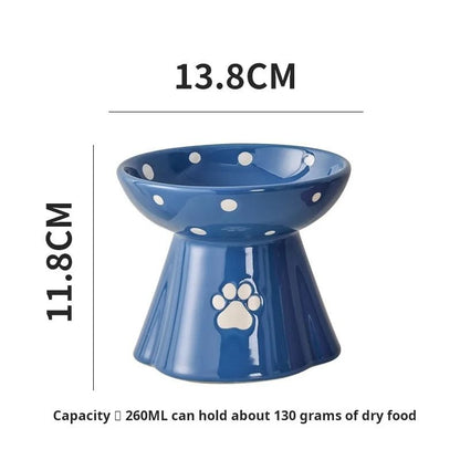 Ceramic Elevated Pet Bowl Tall Design for Cats and Dogs