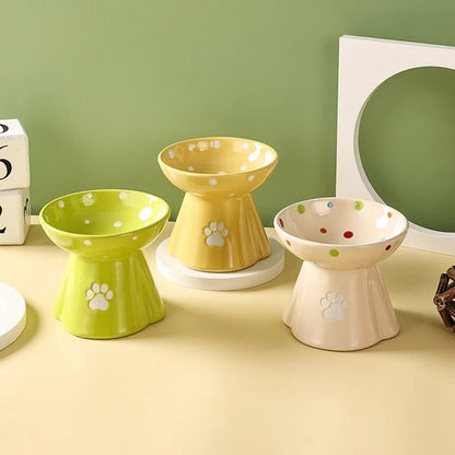 Ceramic Elevated Pet Bowl Tall Design for Cats and Dogs