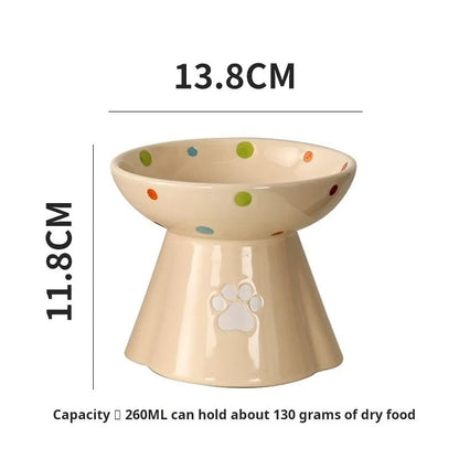 Ceramic Elevated Pet Bowl Tall Design for Cats and Dogs