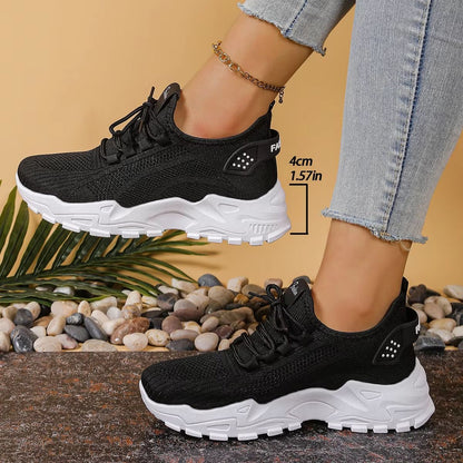 2025 Versatile Height-Boost Sneaker – Solid Colour Women's Casual Shoes with Free Shipping