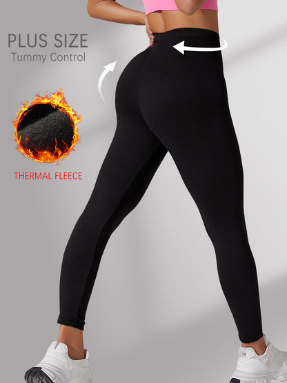 Plus Size Fleece Lined Leggings, Super Soft Thermal Warm Pants for Women, Cold Winter Running, Workout, and Yoga