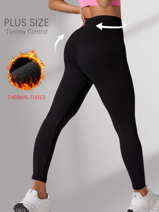 Plus Size Fleece Lined Leggings, Super Soft Thermal Warm Pants for Women, Cold Winter Running, Workout, and Yoga