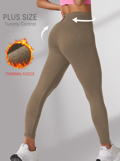 Plus Size Fleece Lined Leggings, Super Soft Thermal Warm Pants for Women, Cold Winter Running, Workout, and Yoga