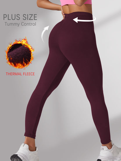 Plus Size Fleece Lined Leggings, Super Soft Thermal Warm Pants for Women, Cold Winter Running, Workout, and Yoga