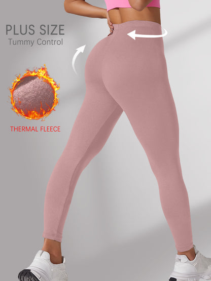 Plus Size Fleece Lined Leggings, Super Soft Thermal Warm Pants for Women, Cold Winter Running, Workout, and Yoga