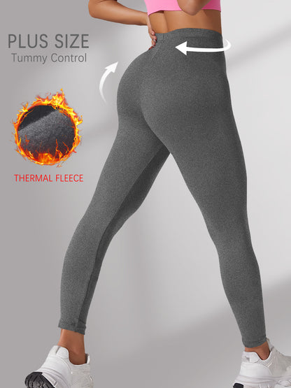 Plus Size Fleece Lined Leggings, Super Soft Thermal Warm Pants for Women, Cold Winter Running, Workout, and Yoga