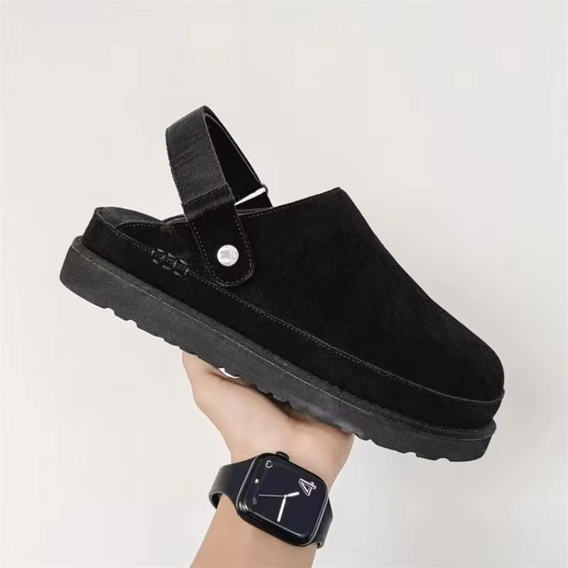 Cashmere-Lined Platform Snow Boots – Women's Thick-Sole Winter Half-Slippers with Fuzzy Upper