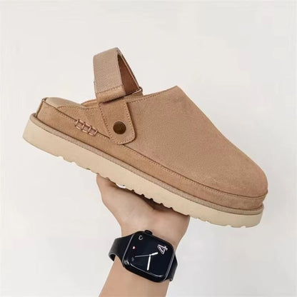 Cashmere-Lined Platform Snow Boots – Women's Thick-Sole Winter Half-Slippers with Fuzzy Upper