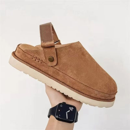 Cashmere-Lined Platform Snow Boots – Women's Thick-Sole Winter Half-Slippers with Fuzzy Upper