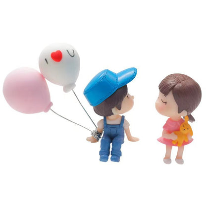 Cute Cartoon Couples Car Figurines, Balloon Ornament, Dashboard Decoration for Girls, Auto Interior Gifts