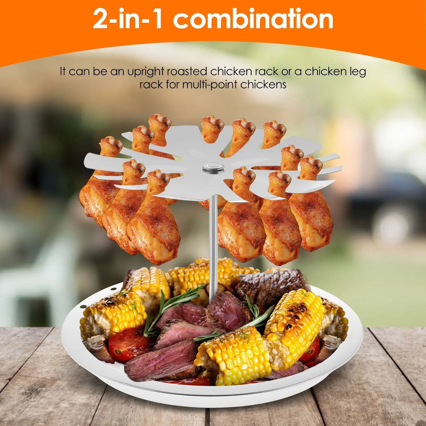 Al Pastor Vertical Barbecue Skewer Stand with Stainless Steel Tray