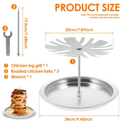 Al Pastor Vertical Barbecue Skewer Stand with Stainless Steel Tray