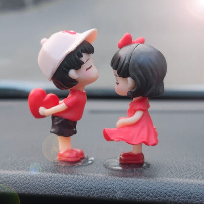 Car Decoration Cute Cartoon Couples Action, Couple Cute Ornaments for Car, Cute Lovely Kiss Dashboard Decor