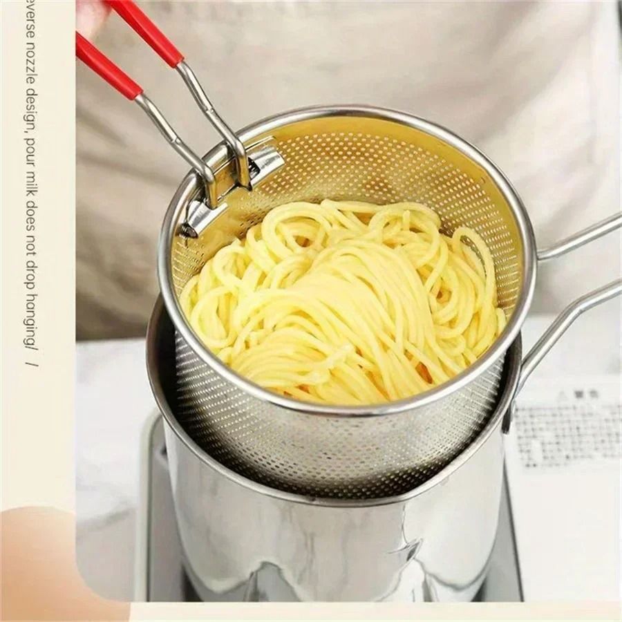 Stainless Steel Fryer with Basket and Strainer Small Oil Pot for French Fries Chicken Wings