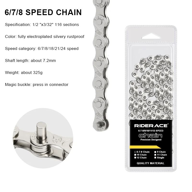 Lightweight Multi-Speed Bicycle Chain for Road and Mountain Bikes