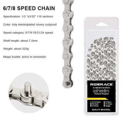 Lightweight Multi-Speed Bicycle Chain for Road and Mountain Bikes