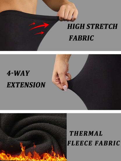 Super Soft Fleece Lined Leggings, Plus Size Thermal Winter Pants, for Cold Weather Running, Yoga, and Workout