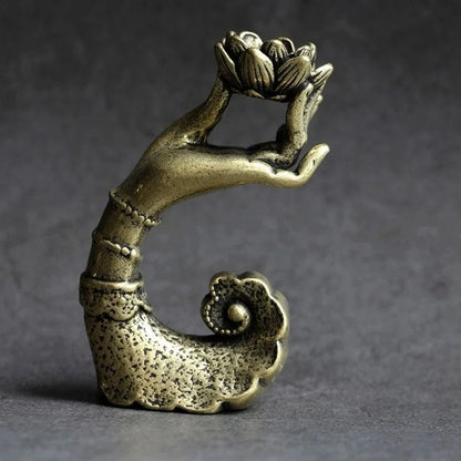 Copper Hand Lotus Backflow Incense Burner Aromatherapy Holder
