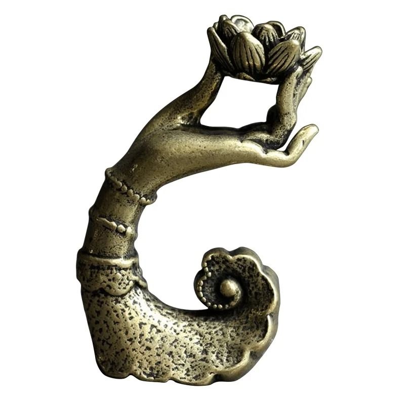 Copper Hand Lotus Backflow Incense Burner Aromatherapy Holder