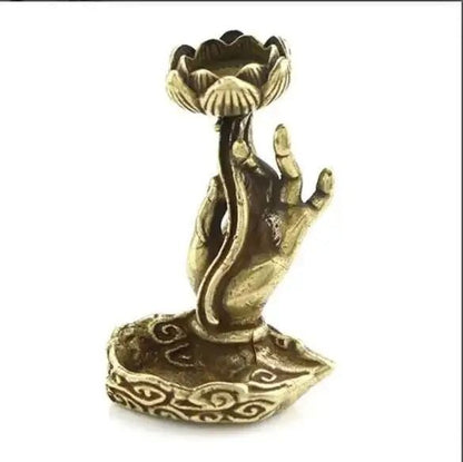 Copper Hand Lotus Backflow Incense Burner Aromatherapy Holder