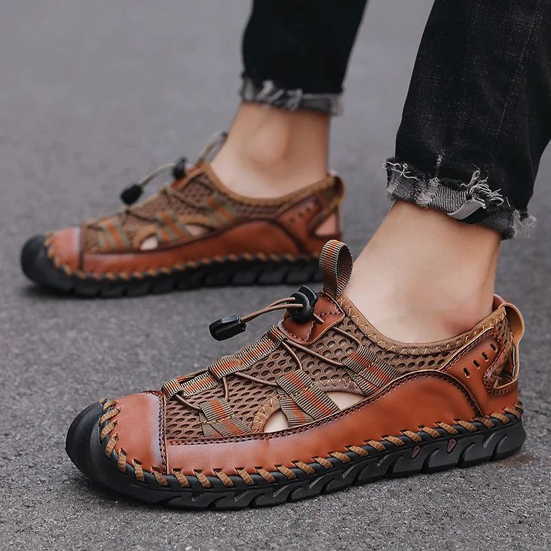 Summer Mens Sandals, Hot Sale Outdoor Non-slip Shoes, Handmade Leather Men Sneakers, Fashion Footwear
