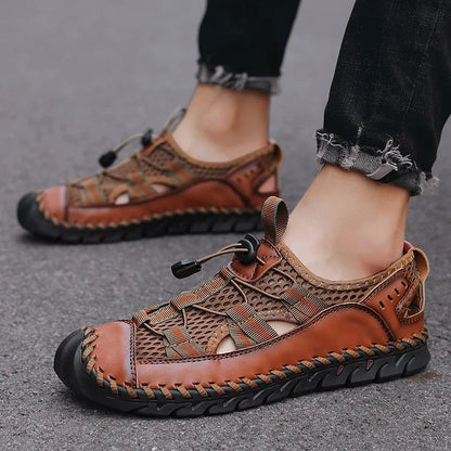 Summer Mens Sandals, Hot Sale Outdoor Non-slip Shoes, Handmade Leather Men Sneakers, Fashion Footwear