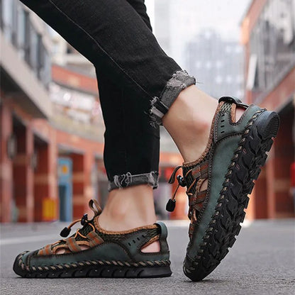 Summer Mens Sandals, Hot Sale Outdoor Non-slip Shoes, Handmade Leather Men Sneakers, Fashion Footwear
