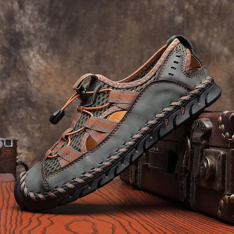 Summer Mens Sandals, Hot Sale Outdoor Non-slip Shoes, Handmade Leather Men Sneakers, Fashion Footwear