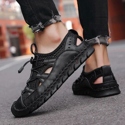 Summer Mens Sandals, Hot Sale Outdoor Non-slip Shoes, Handmade Leather Men Sneakers, Fashion Footwear