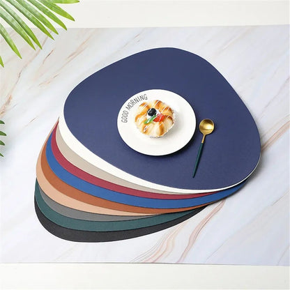 Triangle Leather Place mats, Non Slip Insulation Pads for Kitchen Dining Table, Modern Nordic Decor, Steak Pad Set