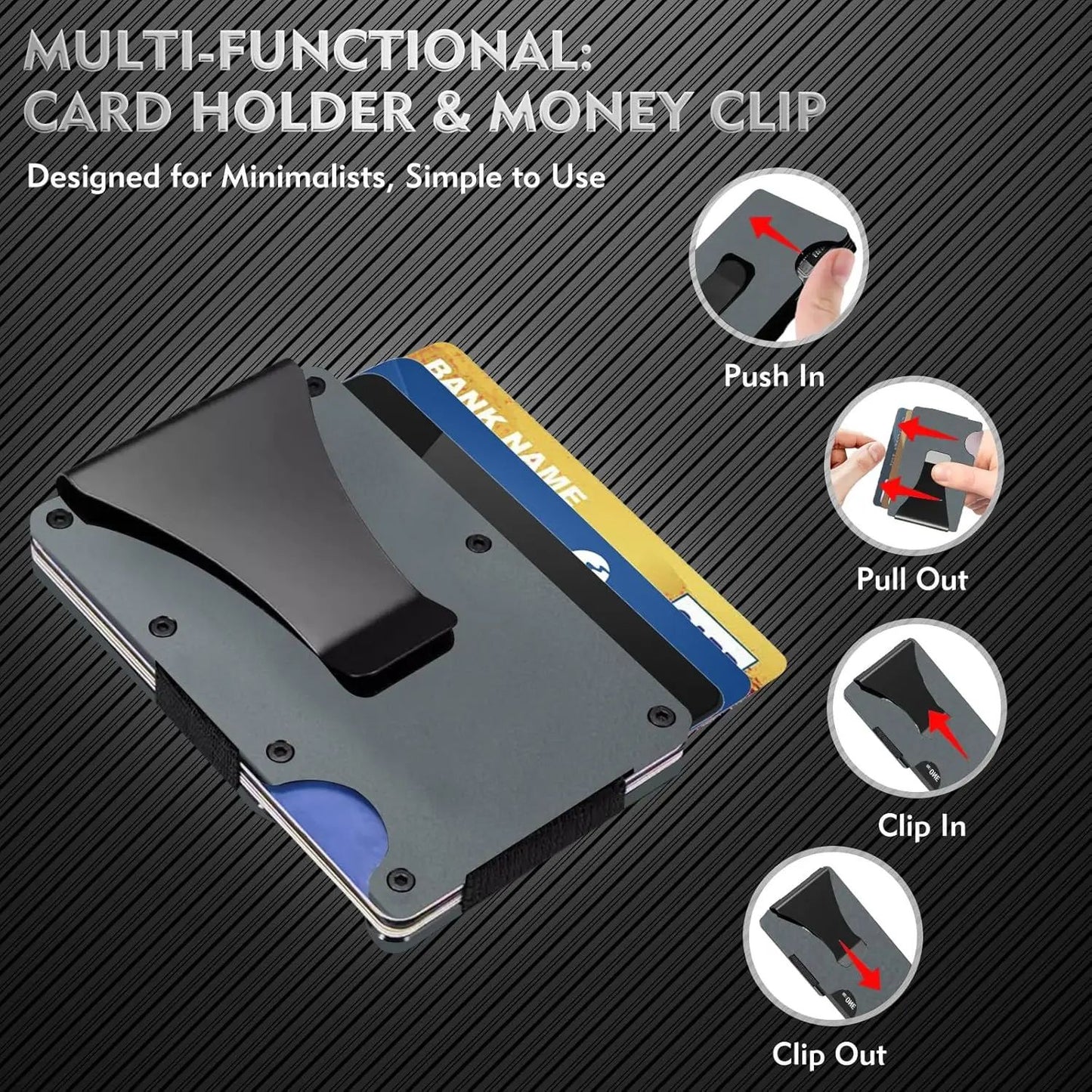 Slim Blocking Wallet, Minimalist Credit Card Holder for Men and Women, with Money Clip, Scratch Resistant