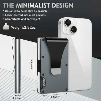 Slim Blocking Wallet, Minimalist Credit Card Holder for Men and Women, with Money Clip, Scratch Resistant