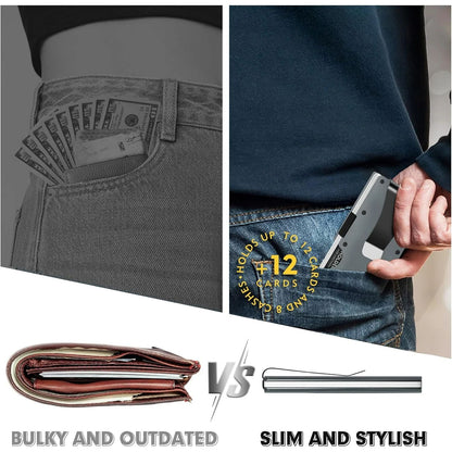 Slim Blocking Wallet, Minimalist Credit Card Holder for Men and Women, with Money Clip, Scratch Resistant