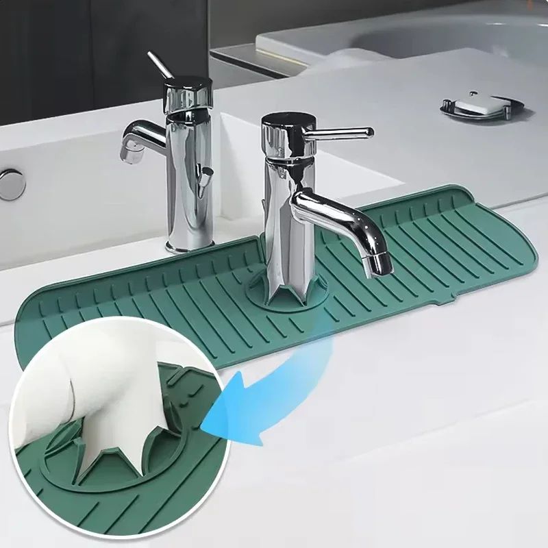 Silicone Faucet Splash Pad Countertop Protector Mat for Kitchen and Bathroom