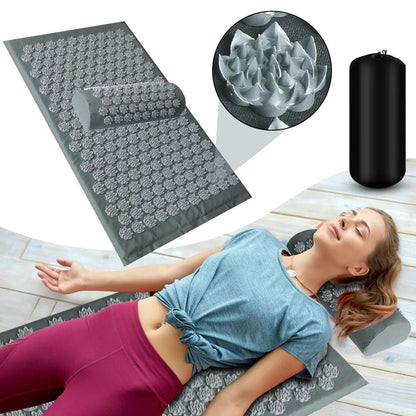 Acupressure Mat and Cushion Set for Back Pain Relief and Relaxation