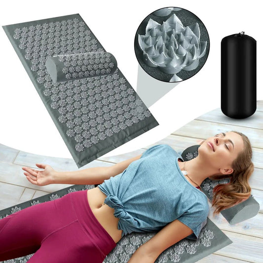 Acupressure Mat and Cushion Set for Back Pain Relief and Relaxation