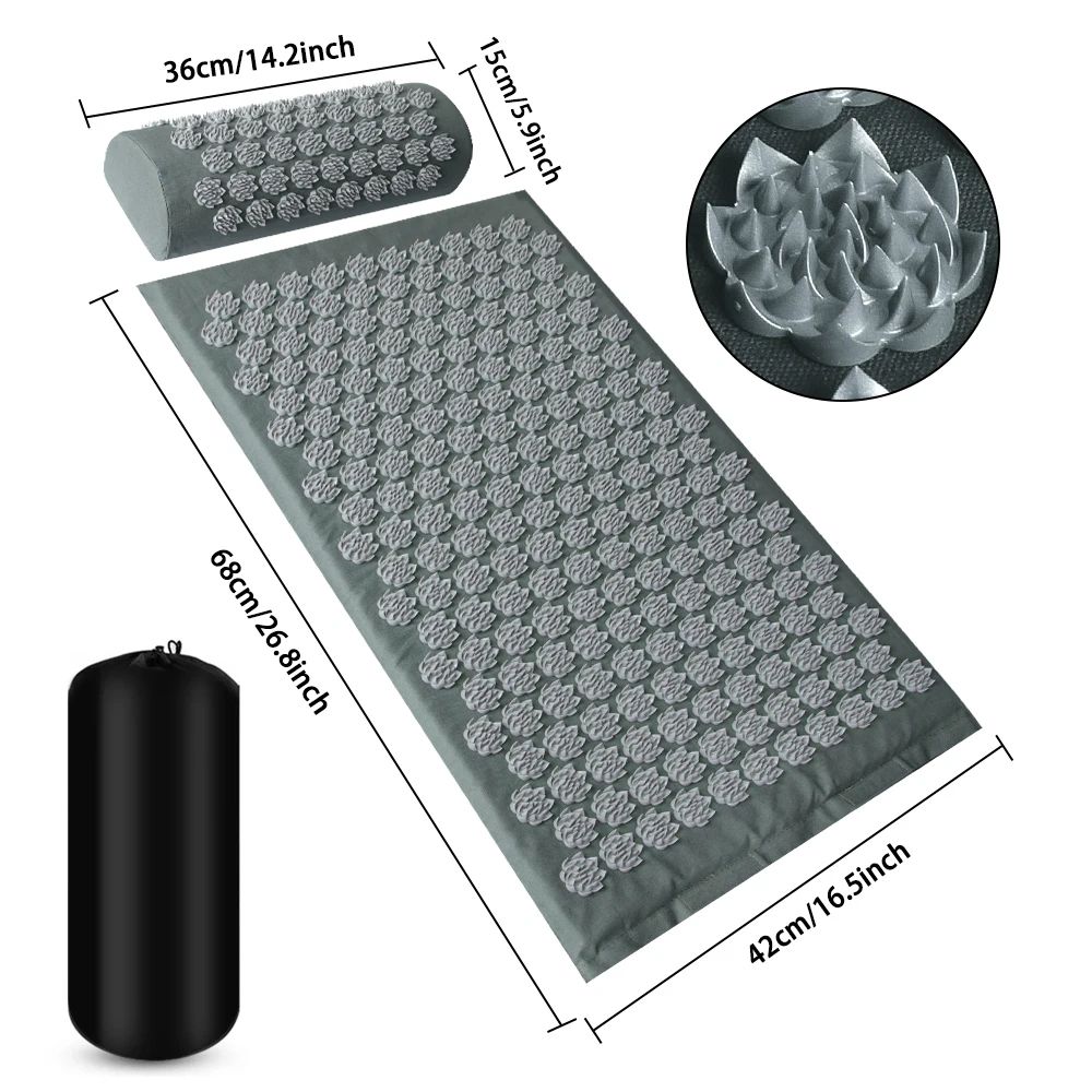 Acupressure Mat and Cushion Set for Back Pain Relief and Relaxation